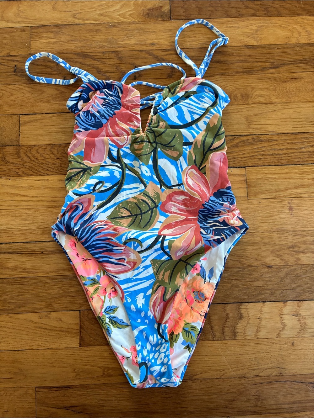 Maaji One Piece Swim Suit XS Small Reversible V Tie Back Free Spirit Solei Bead